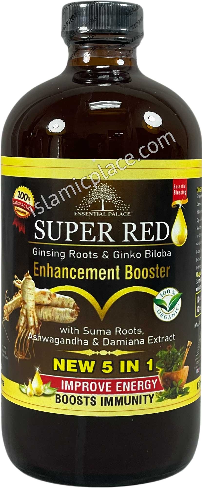 Super Red Ginseng Roots &amp; Ginkgo Biloba Enhancement Booster with Suma Roots, Ashwagandha &amp; Damiana Extract 16 oz