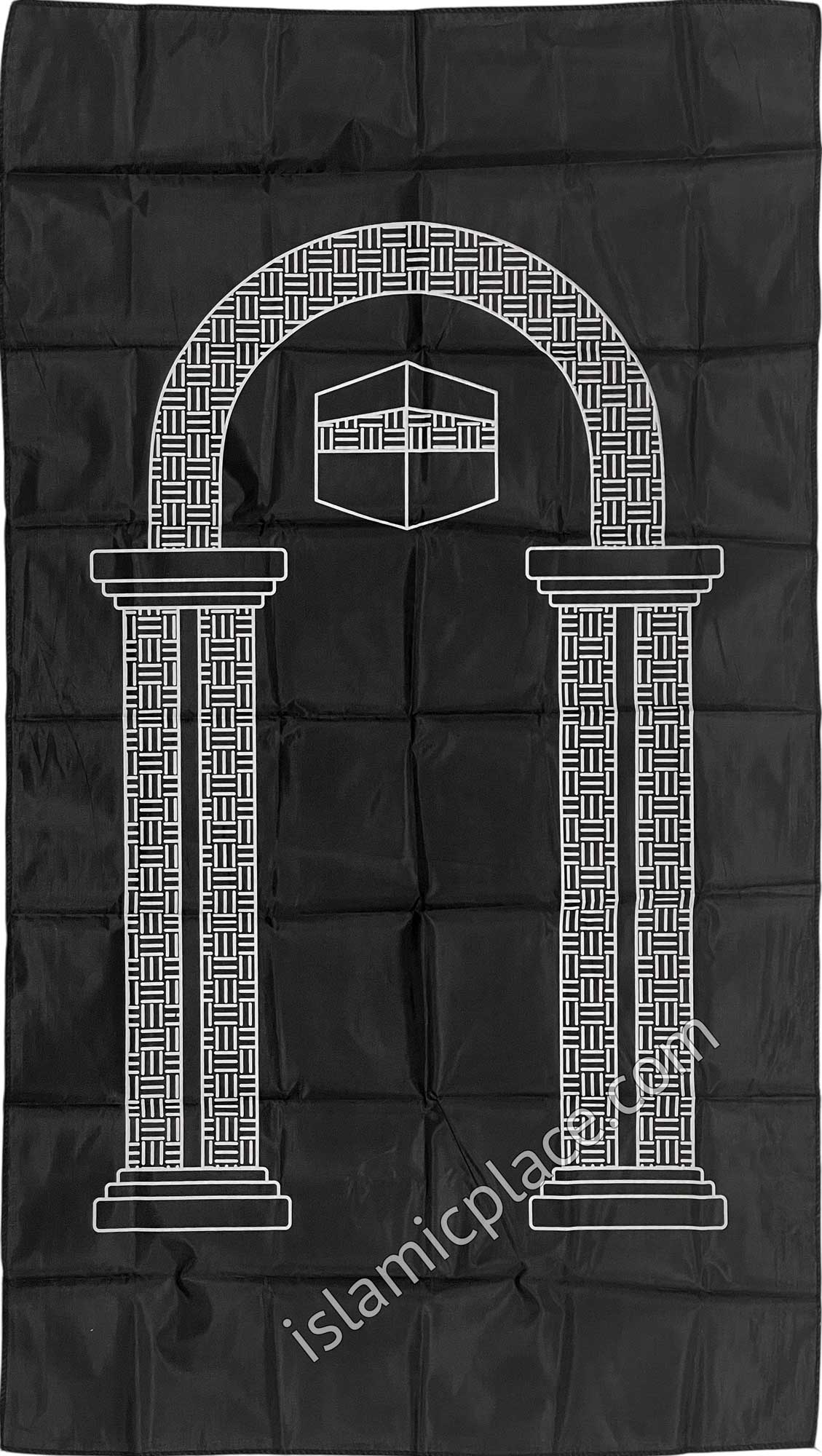 Black - Simple Adult Prayer Rug Printed Design (Pocket Size Foldable)