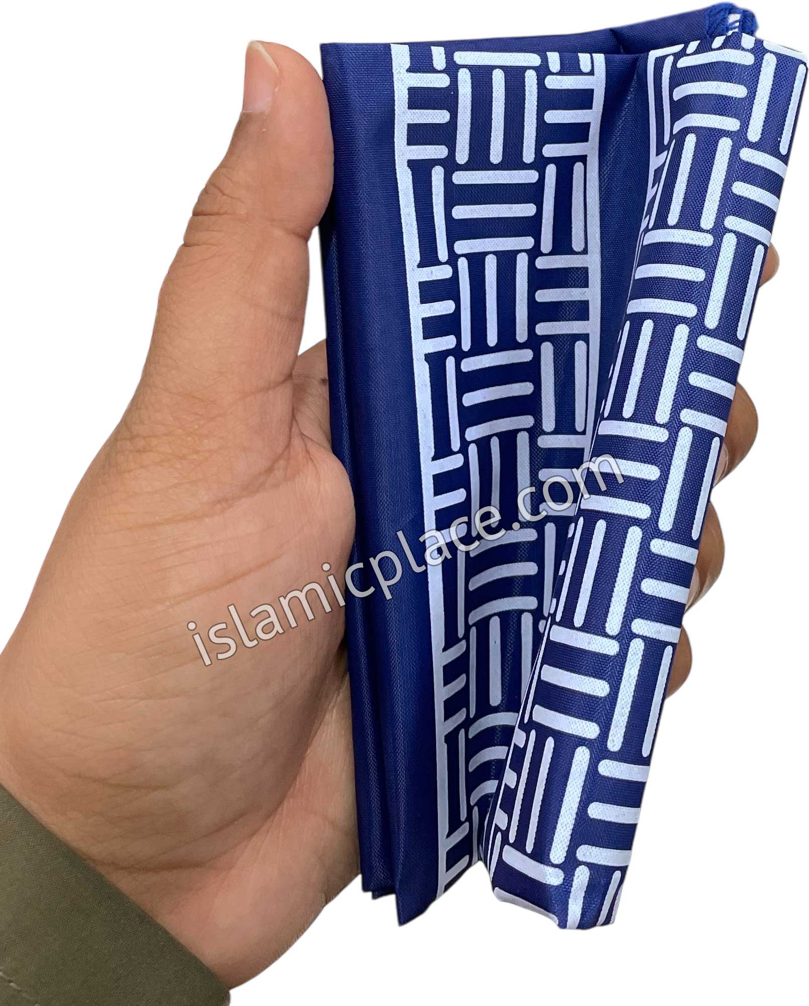 Blue - Simple Adult Prayer Rug Printed Design (Pocket Size Foldable)