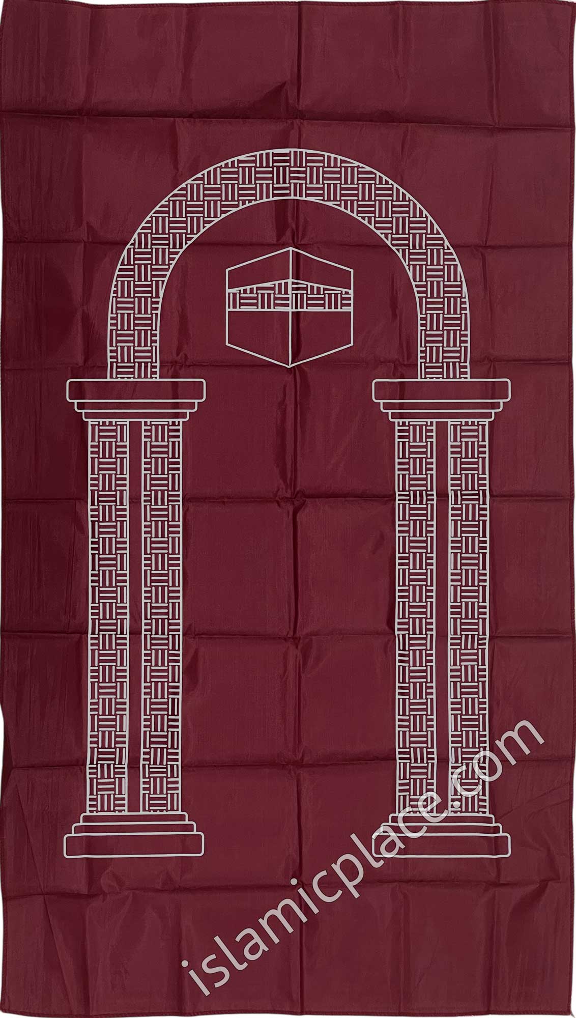 Burgundy - Simple Adult Prayer Rug Printed Design (Pocket Size Foldable)