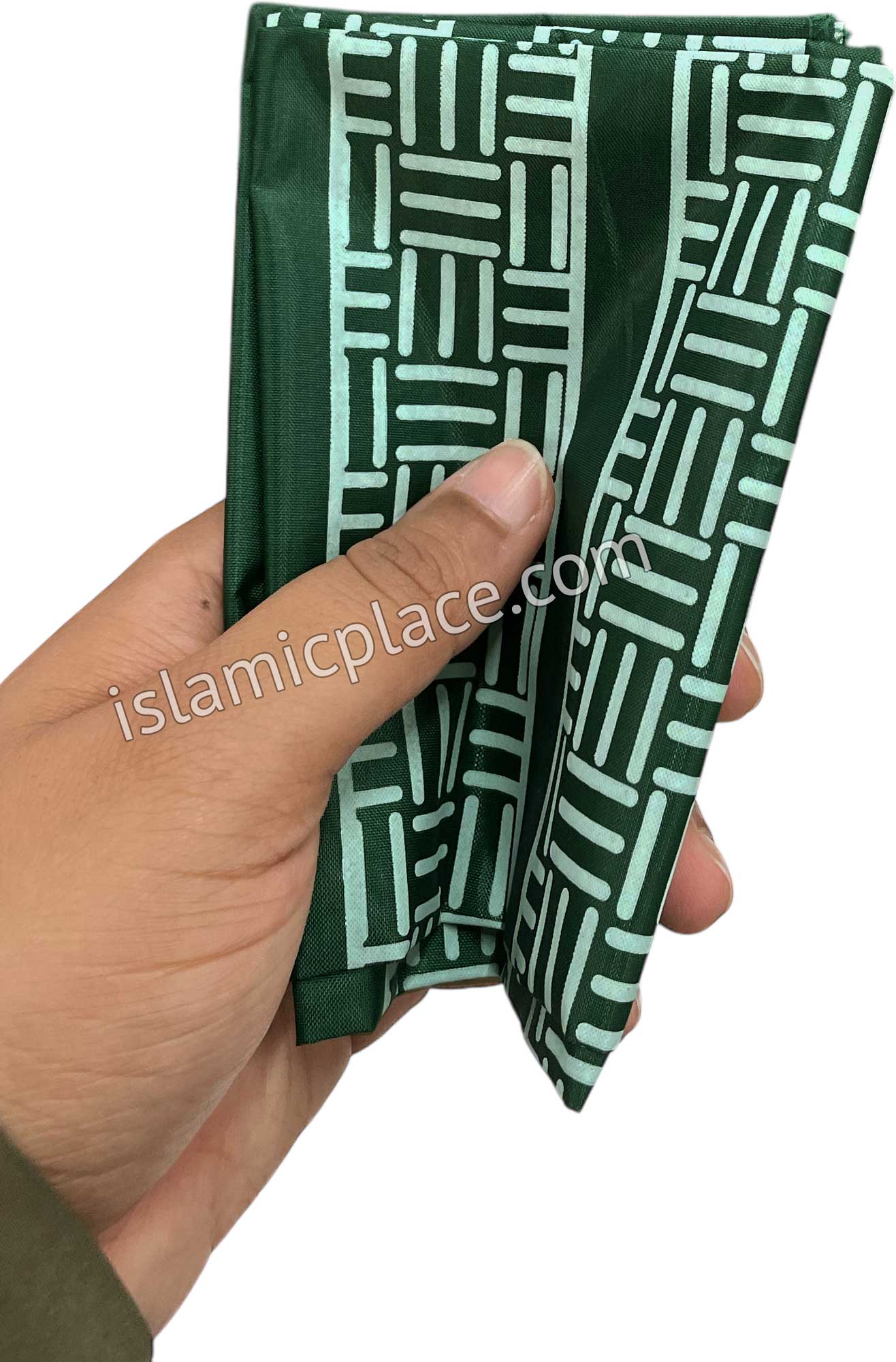 Dark Green - Simple Adult Prayer Rug Printed Design (Pocket Size Foldable)