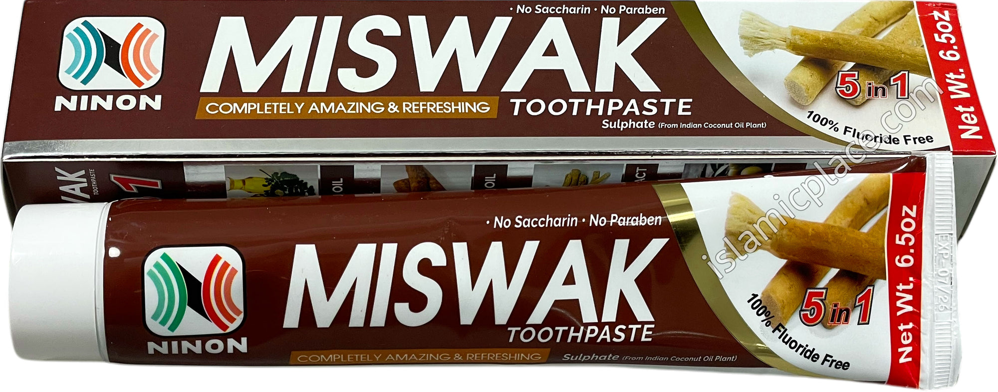 Miswak Toothpaste - 5 in 1 (Moringa Oil, Cinnamon Oil, Miswak Extract, Olive Oil, Honey) 6.5 oz - Ninon