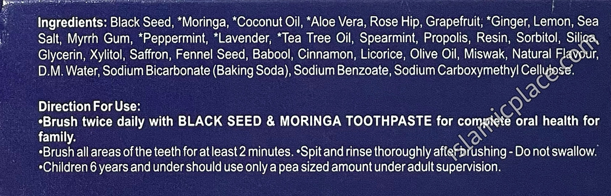 Black Seed & Moringa Toothpaste - 10 in 1 (Black Seed, Moringa, Coconut, Tea Tree Oil, Saffron, Peppermint, Spearmint, Lavender, Aloe Vera, Turmeric) 6.5 oz - Ninon