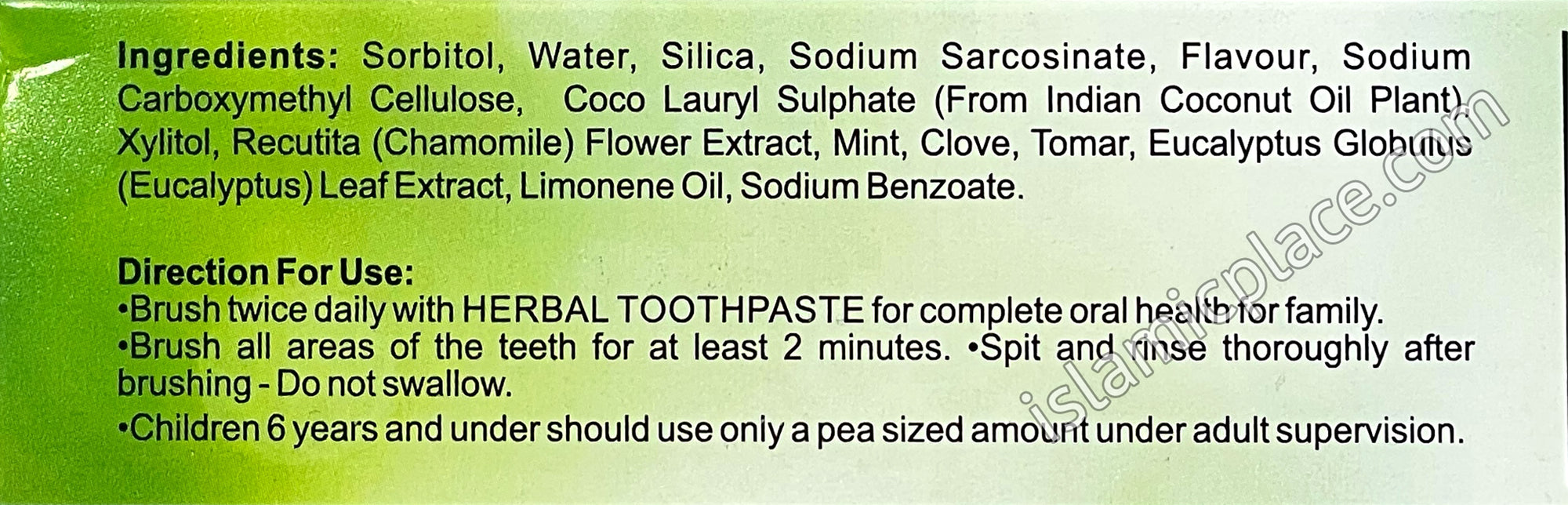 Herbal Toothpaste (Vegetable Base with Eucalyptus, Chamomile, Limonene) 6.5 oz - Ninon