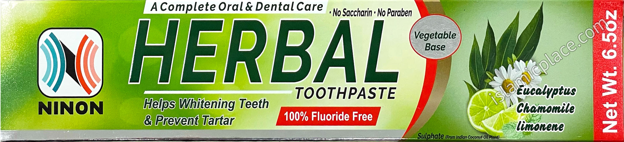 Herbal Toothpaste (Vegetable Base with Eucalyptus, Chamomile, Limonene) 6.5 oz - Ninon