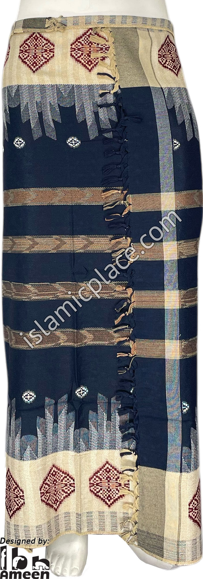 Khaki, Navy Blue and Burgundy - Akhtar Design Men Yemeni Lungi Izzar