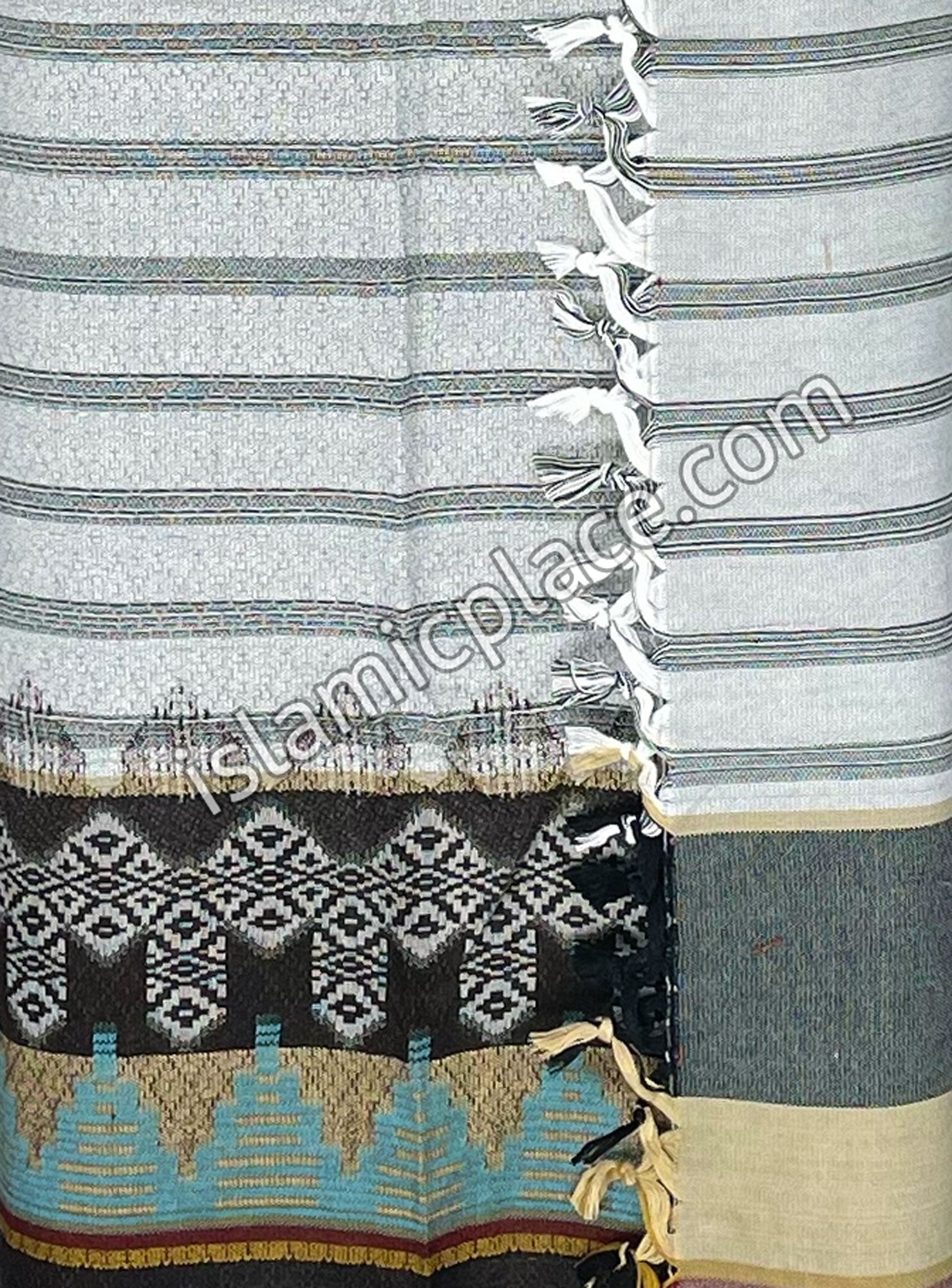 Gray and Blue - Danish Design Men Yemeni Lungi Izzar