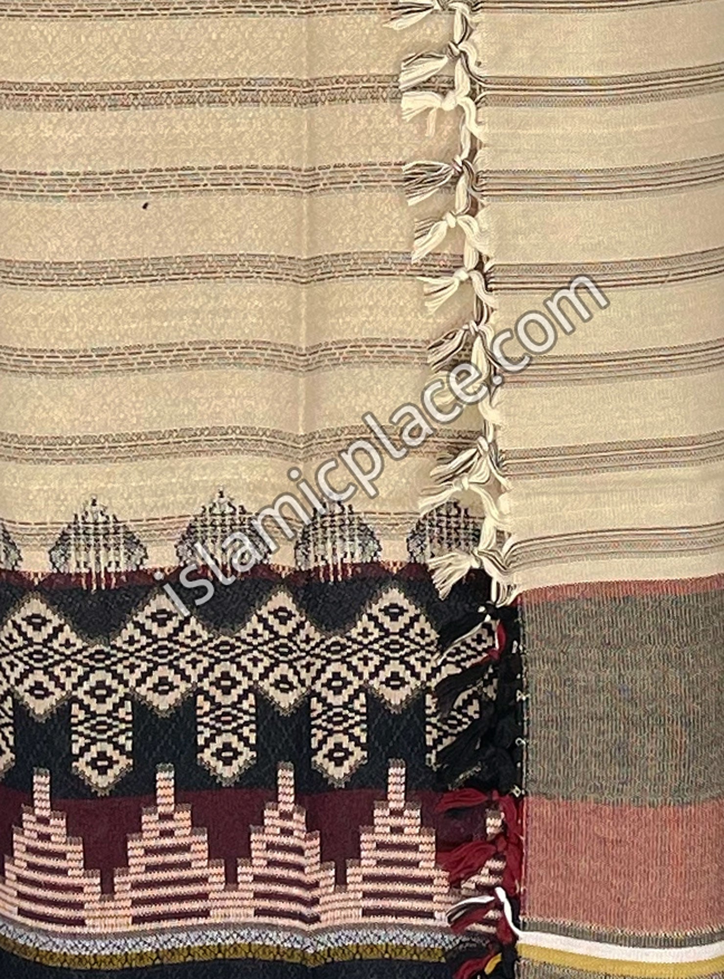 Oatmeal and Burgundy - Danish Design Men Yemeni Lungi Izzar