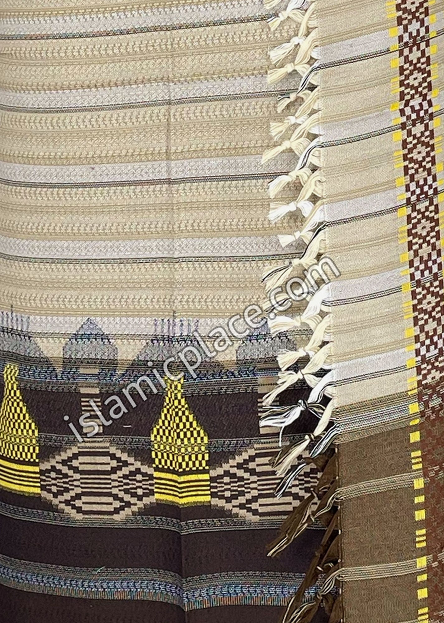 Oatmeal, Brown and Gold - Ghani Design Men Yemeni Lungi Izzar