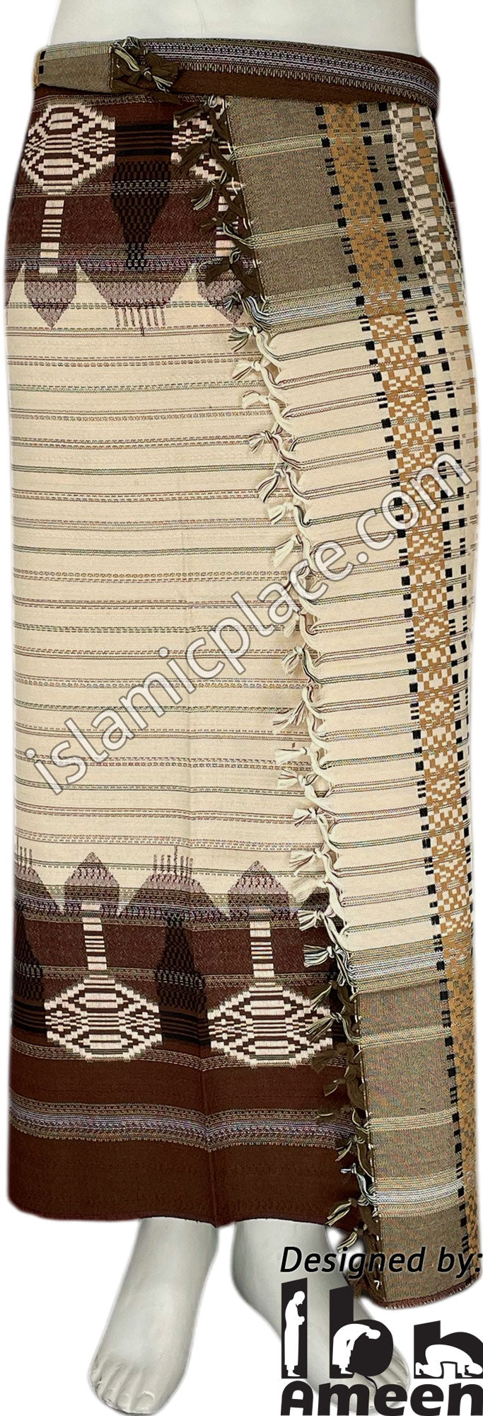 Chai and Burgundy - Ghani Design Men Yemeni Lungi Izzar