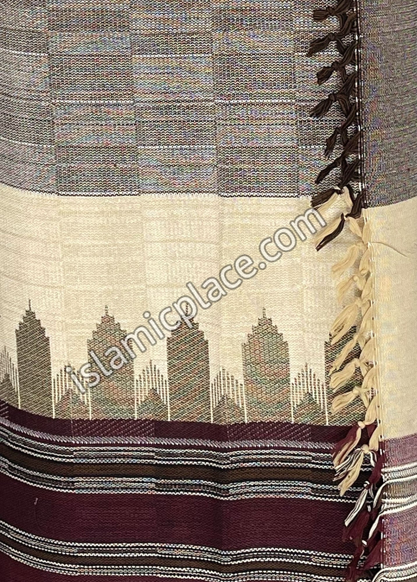 Oatmeal and burgundy - Habib Design Men Yemeni Lungi Izzar