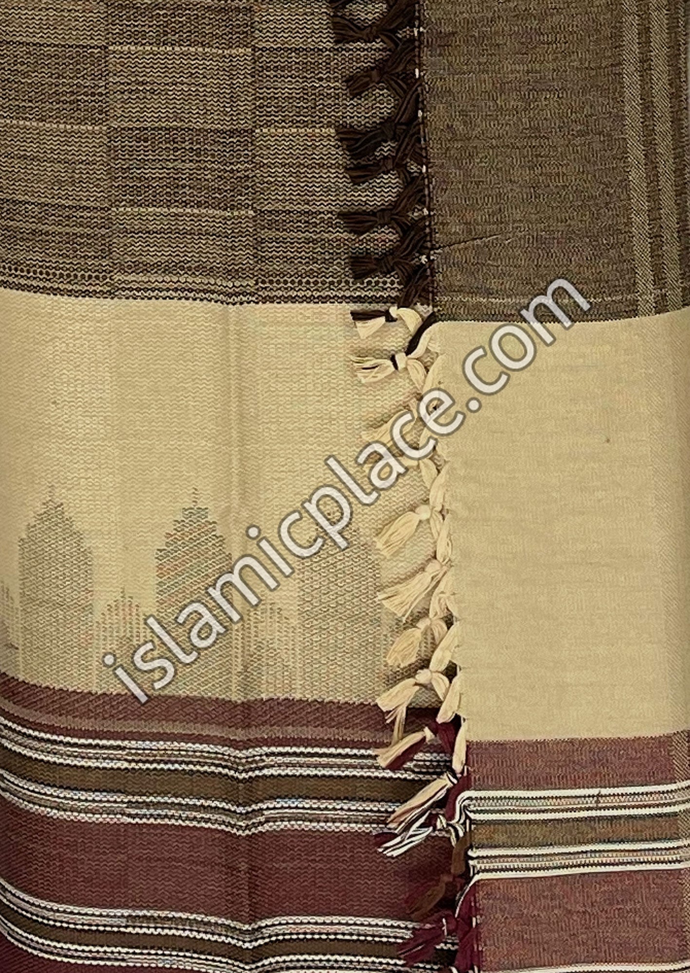 Dark Khaki and Burgundy - Habib Design Men Yemeni Lungi Izzar