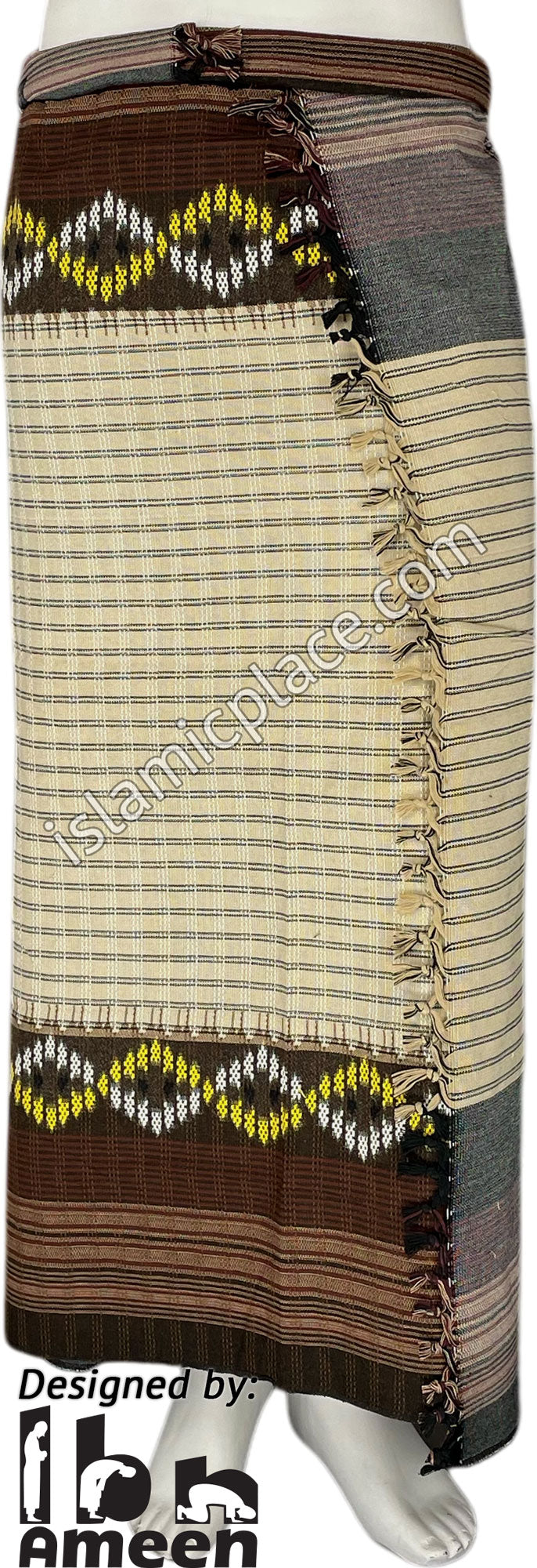 Khaki, Black and Gold - Haroon Design Men Yemeni Lungi Izzar