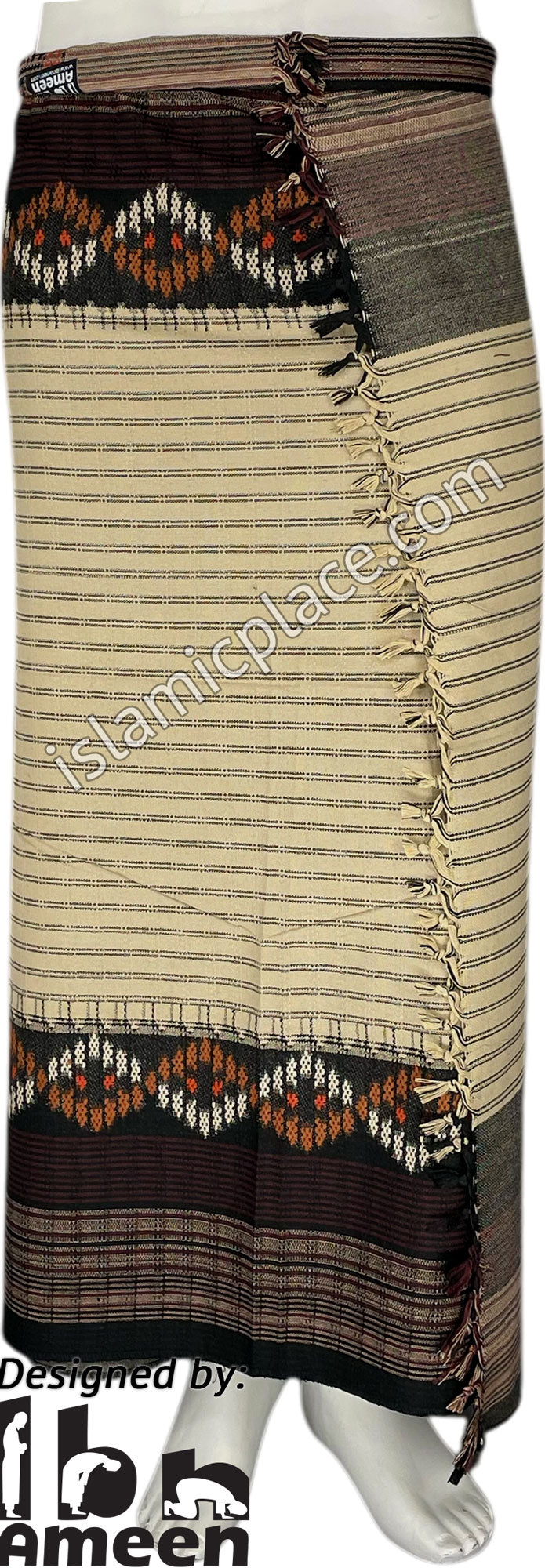 Khaki, Black and Rust - Haroon Design Men Yemeni Lungi Izzar