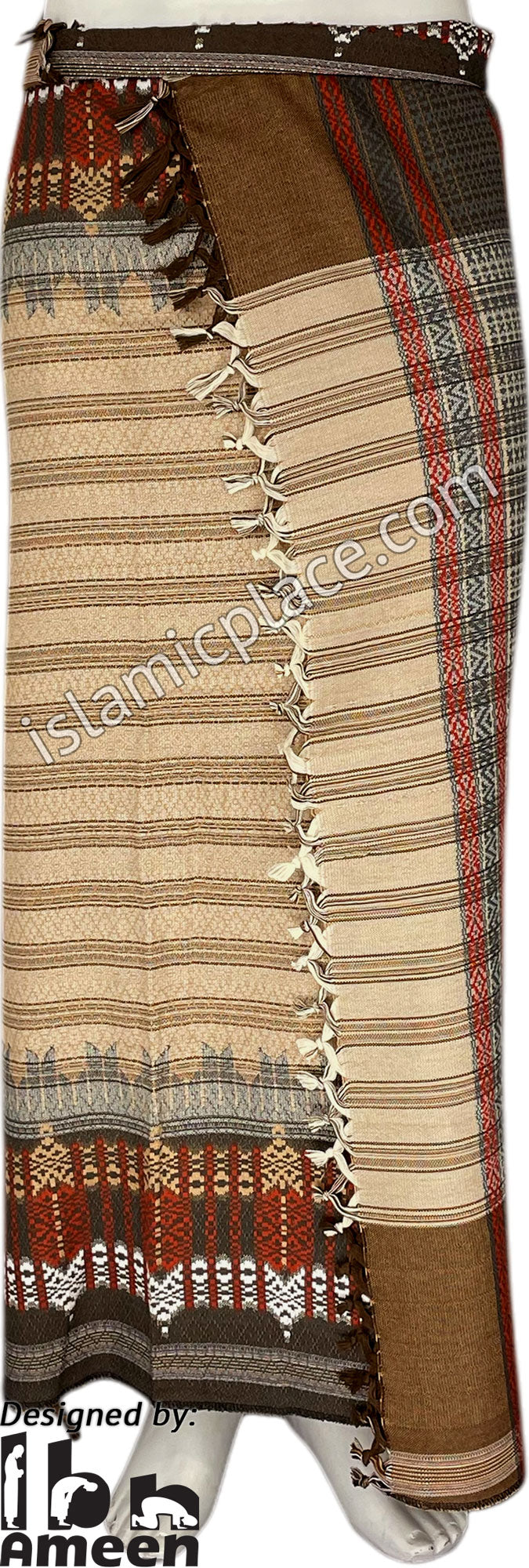 Almond, Brown and Red - Jawad Design Men Yemeni Lungi Izzar