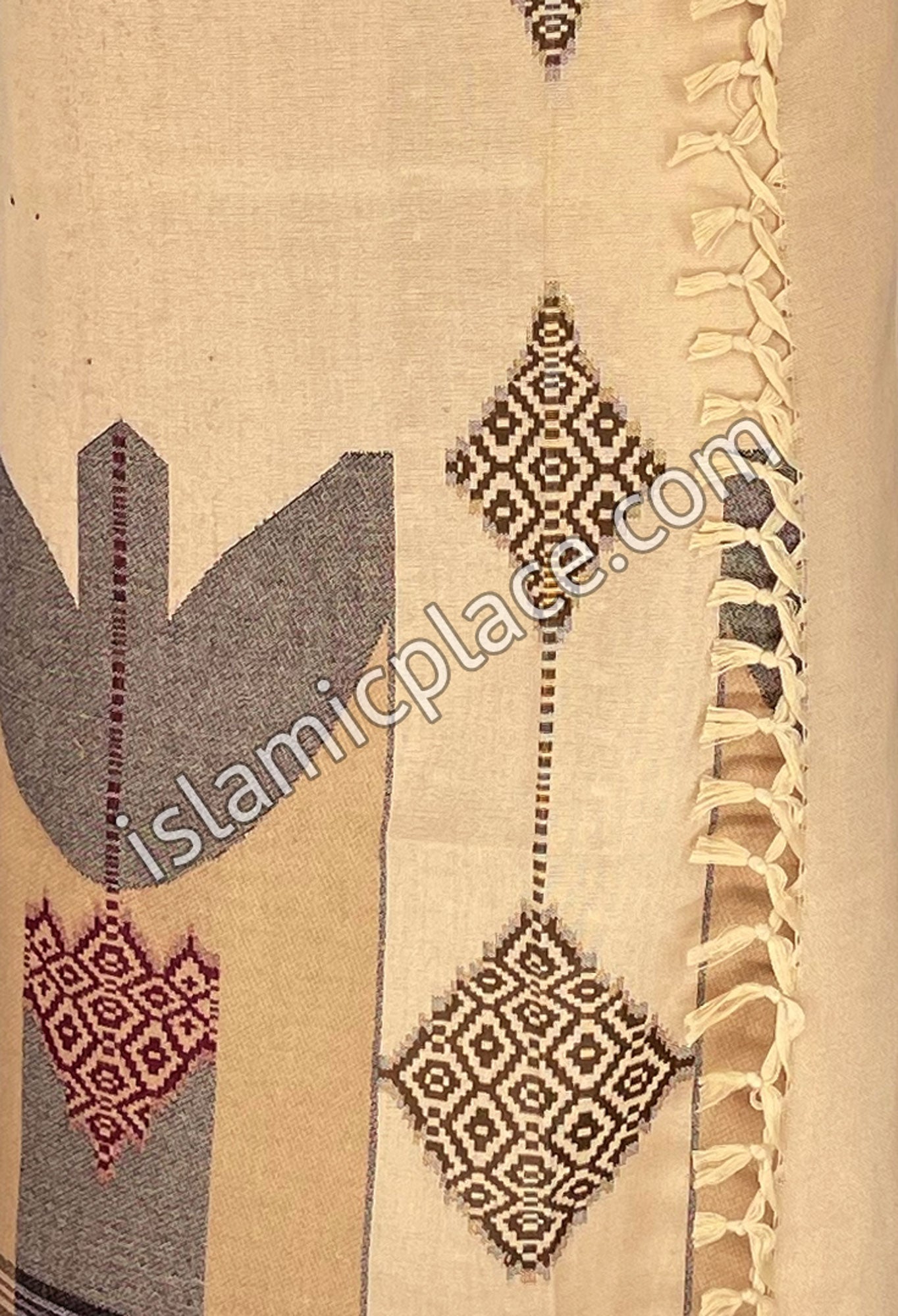 Beige and Burgundy - Nawaz Design Men Yemeni Lungi Izzar