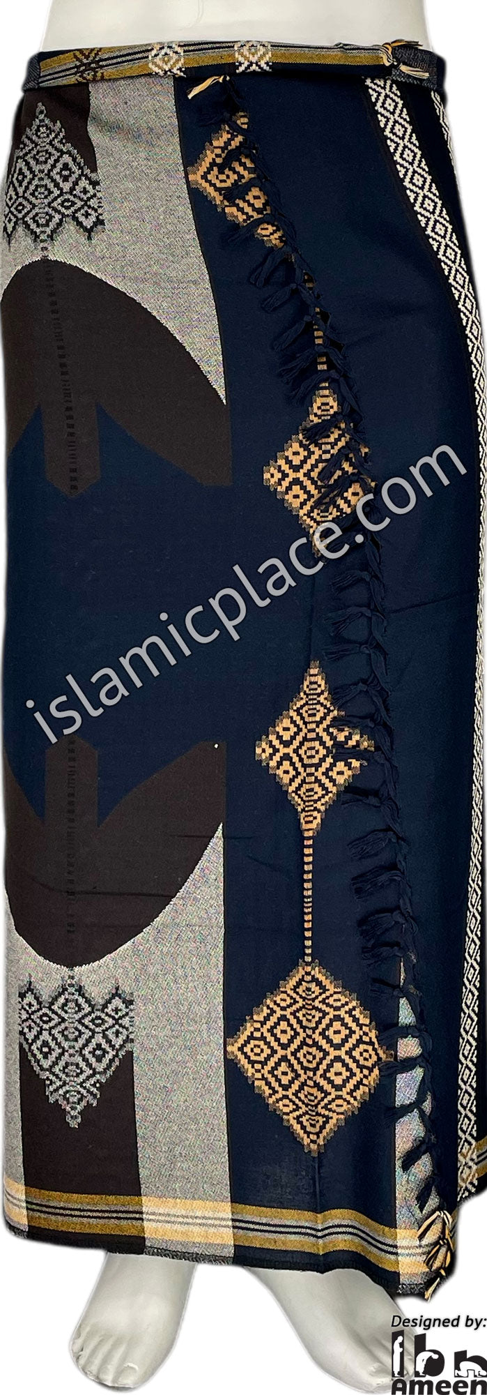 Navy Blue, Black and Rust - Nawaz Design Men Yemeni Lungi Izzar