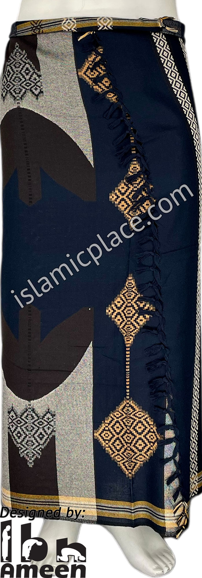 Navy Blue, Black and Rust - Nawaz Design Men Yemeni Lungi Izzar