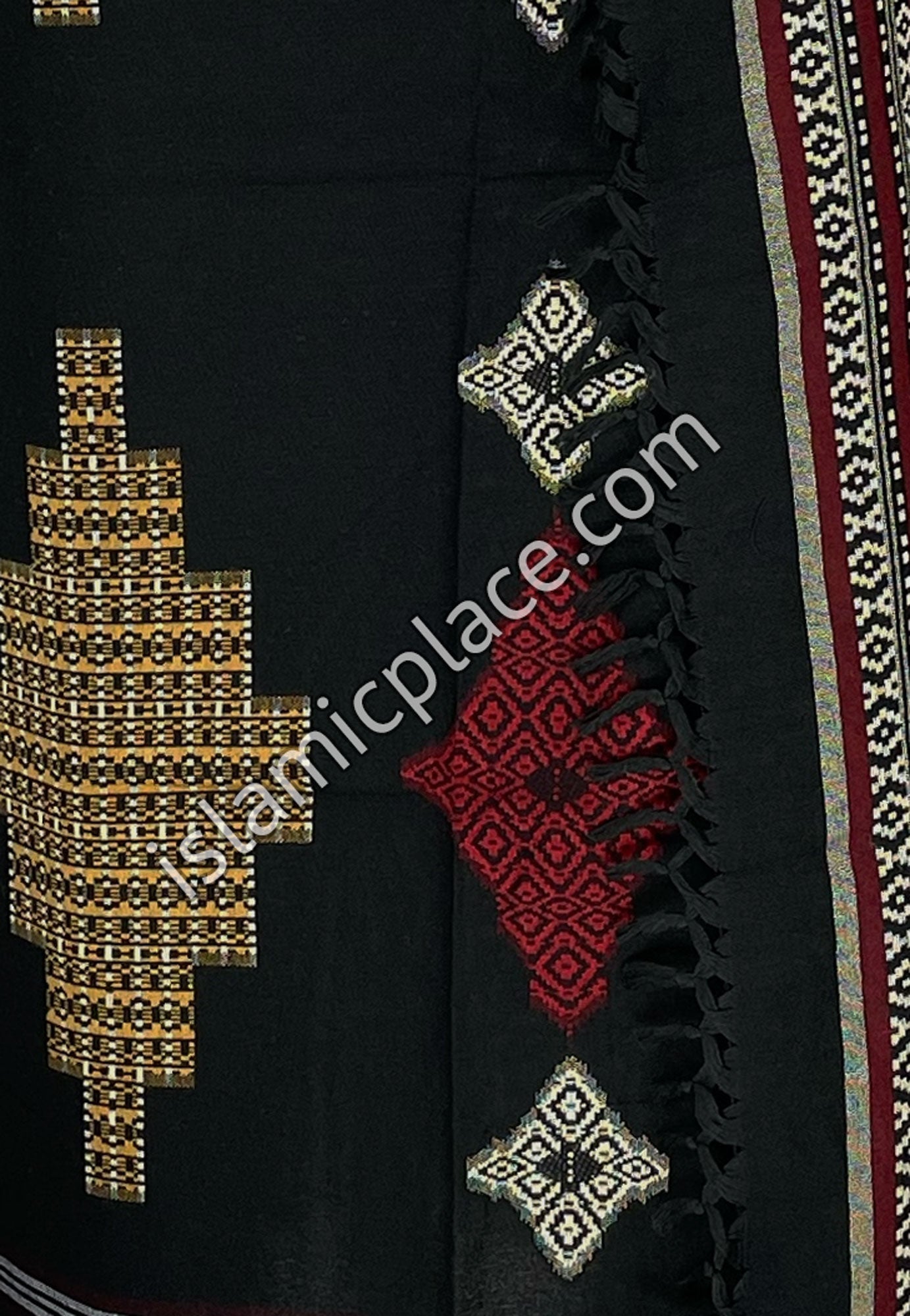 Black, Gold and Burgundy - Osman Design Men Yemeni Lungi Izzar