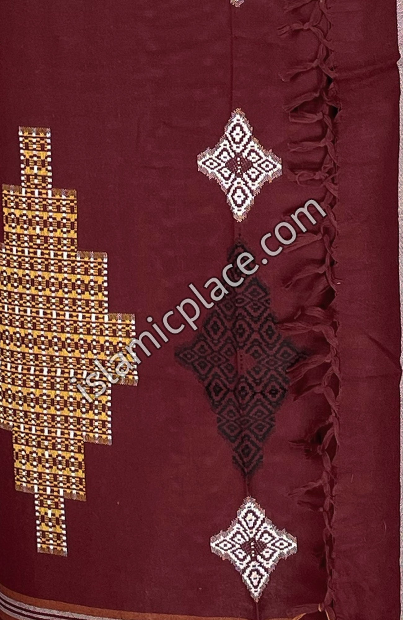 Burgundy, Gold and White - Osman Design Men Yemeni Lungi Izzar