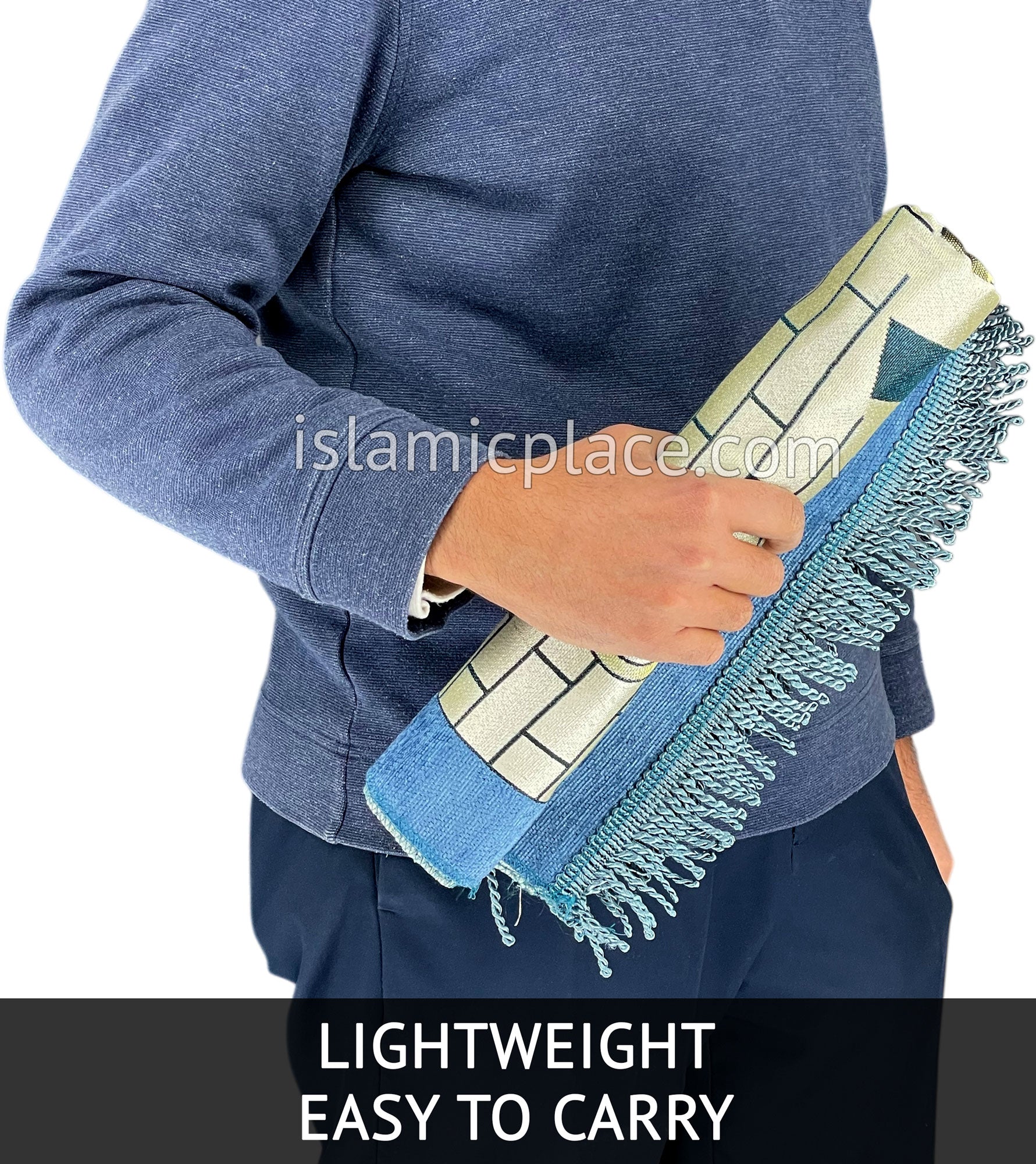 Silver - Lightweight Prayer Rug with Simple Design