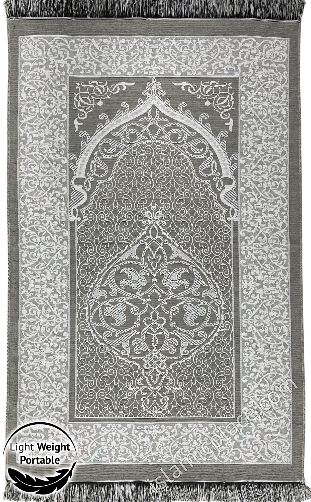 Gray - Lightweight Prayer Rug with Ornate Design