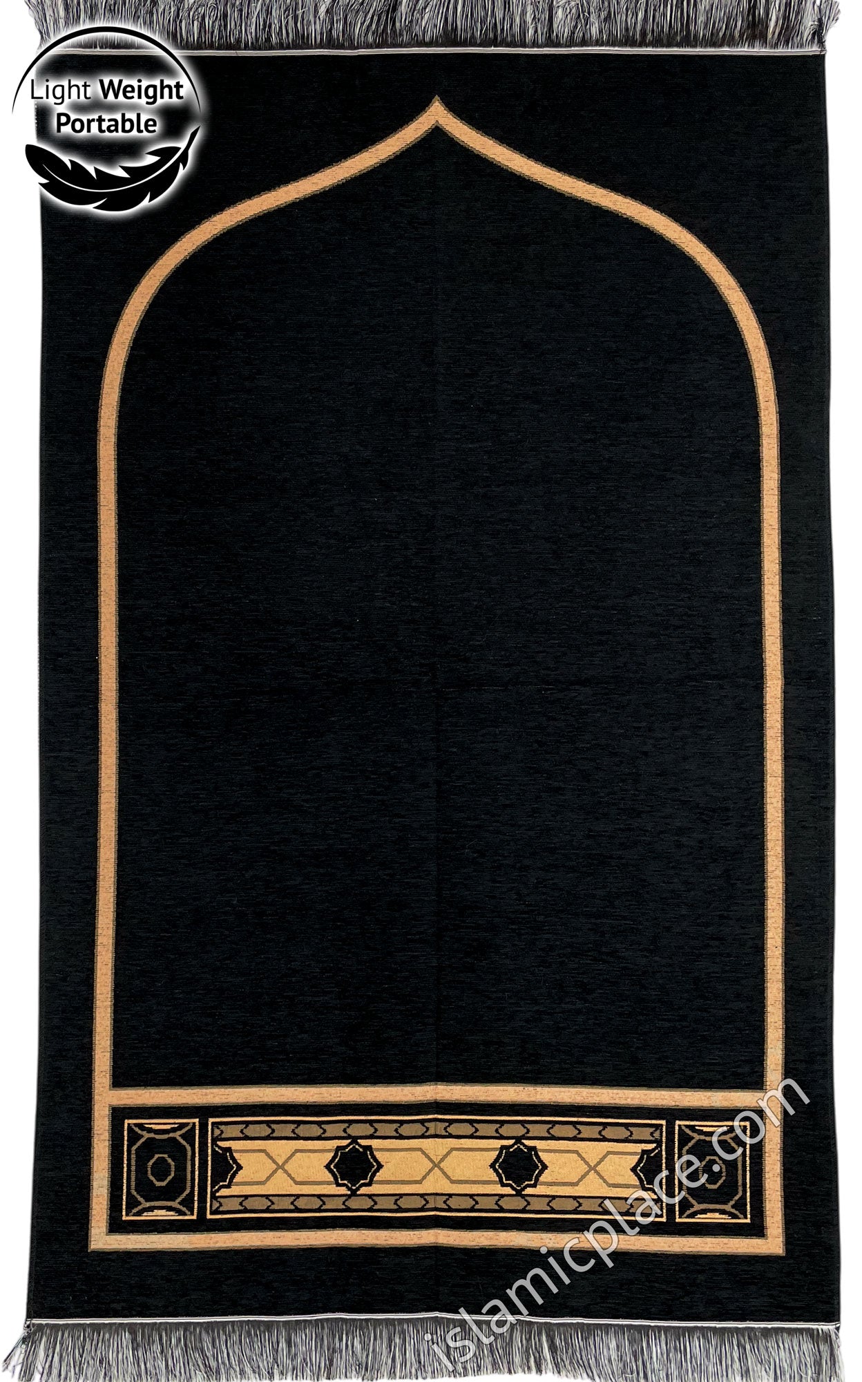 Lightweight Prayer Rug with Black Basic Non-Distracting Design