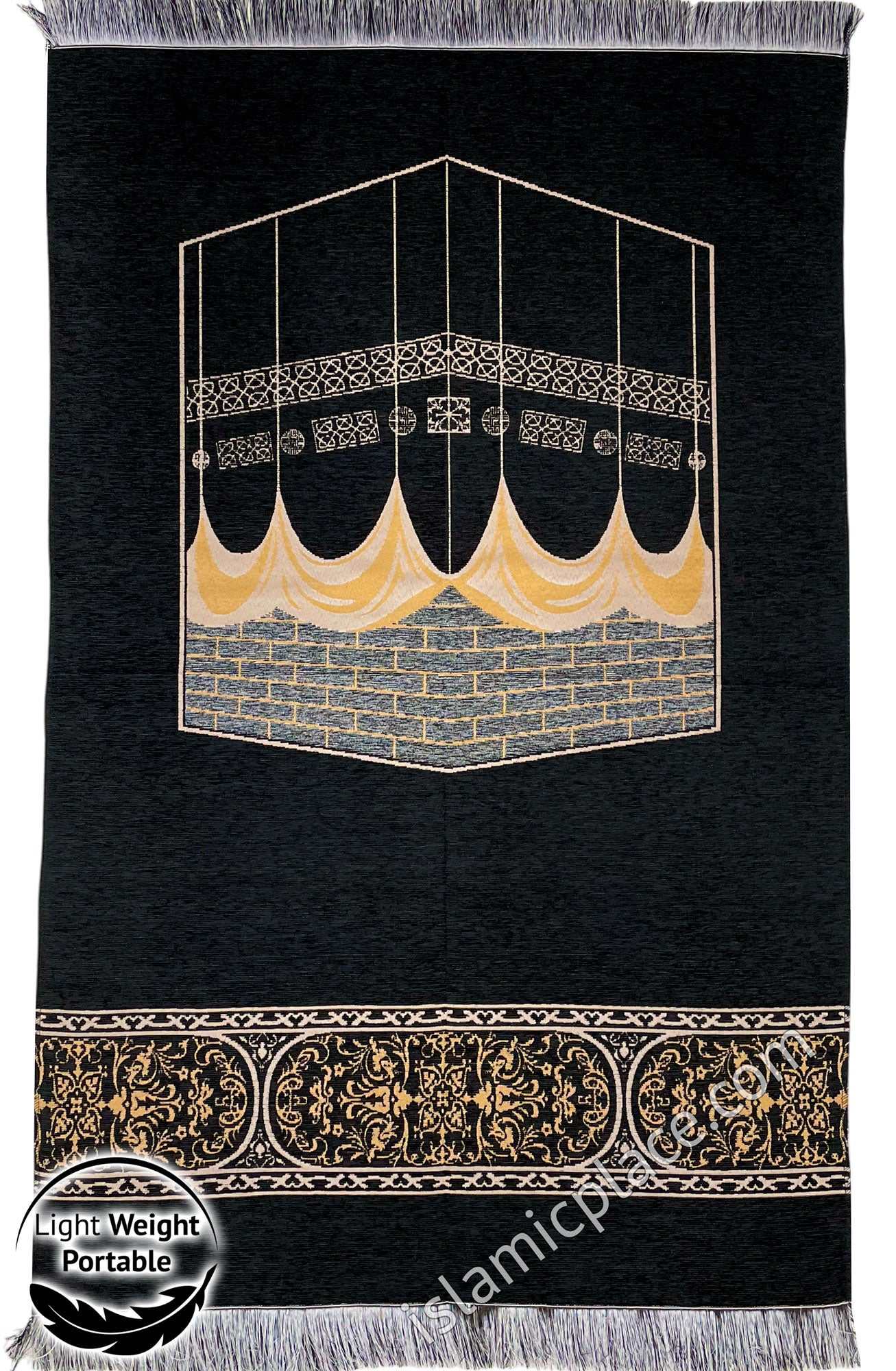 Lightweight Prayer Rug with Kaba Full View Design