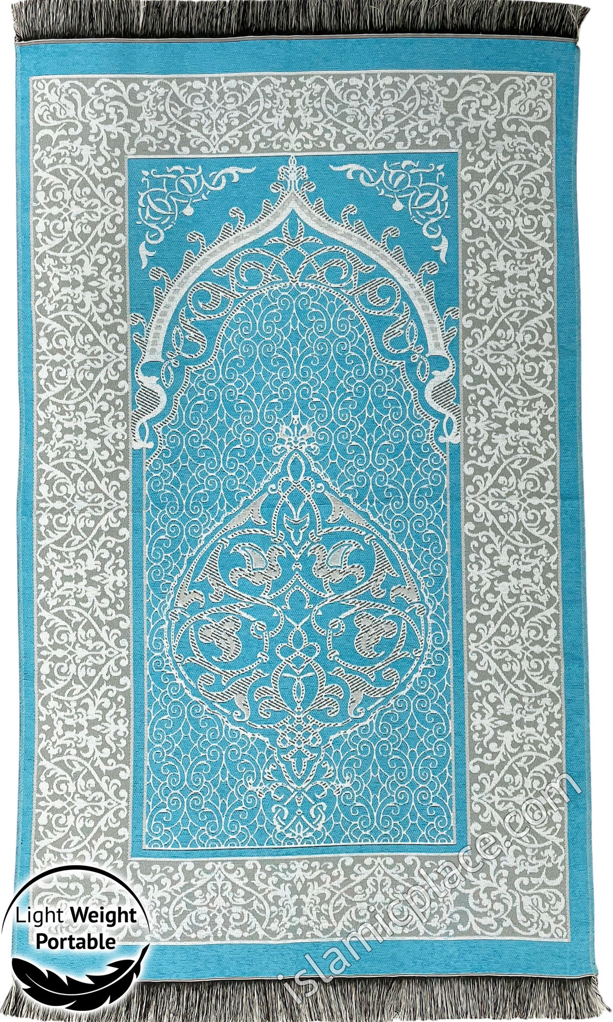 Aqua Blue - Lightweight Prayer Rug with Ornate Design