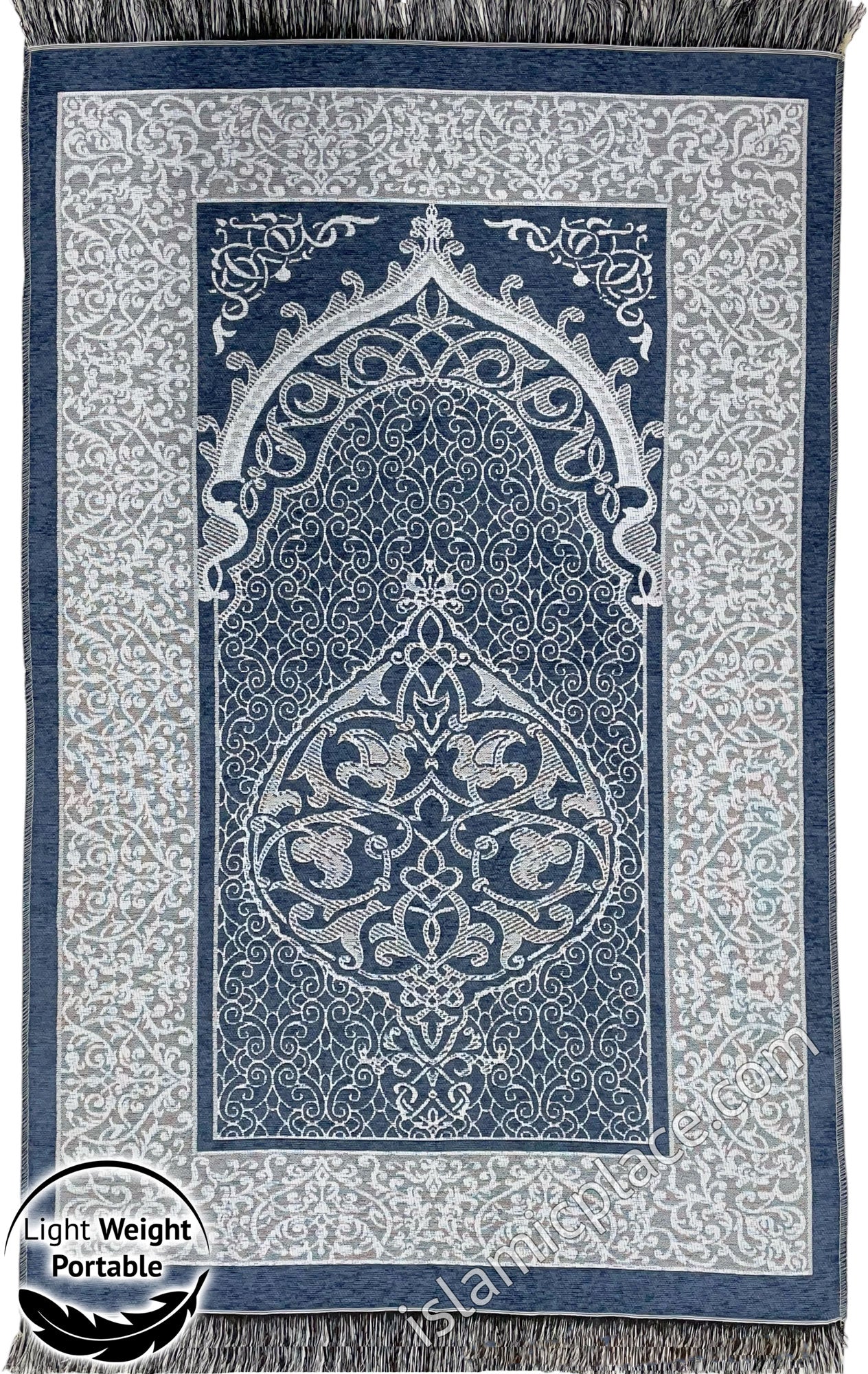 Denim Blue - Lightweight Prayer Rug with Ornate Design