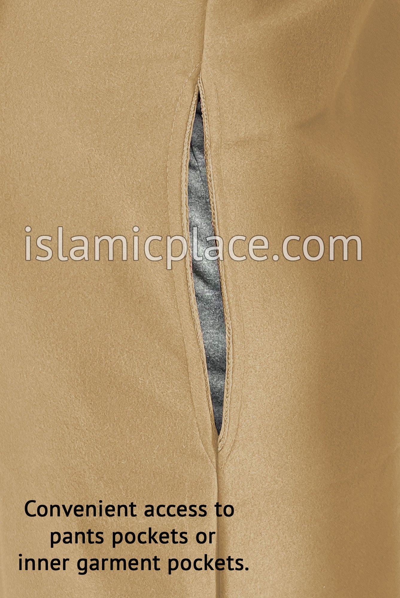 Khaki - Wool Moroccan Hooded Thob