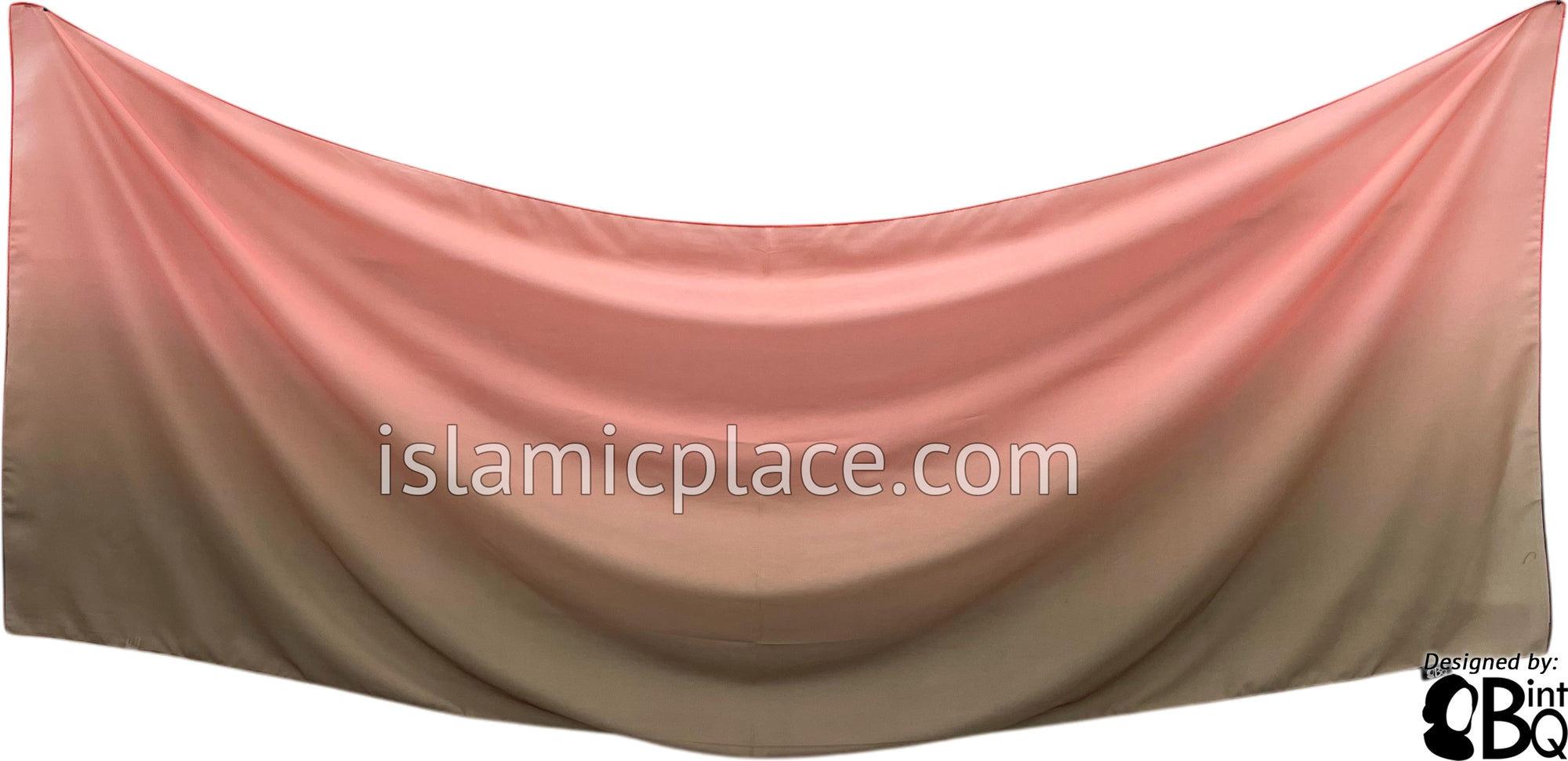 Olive Green and Coral - G2 Ombre Dye Georgette Shayla Long Rectangle Hijab 28"x70"