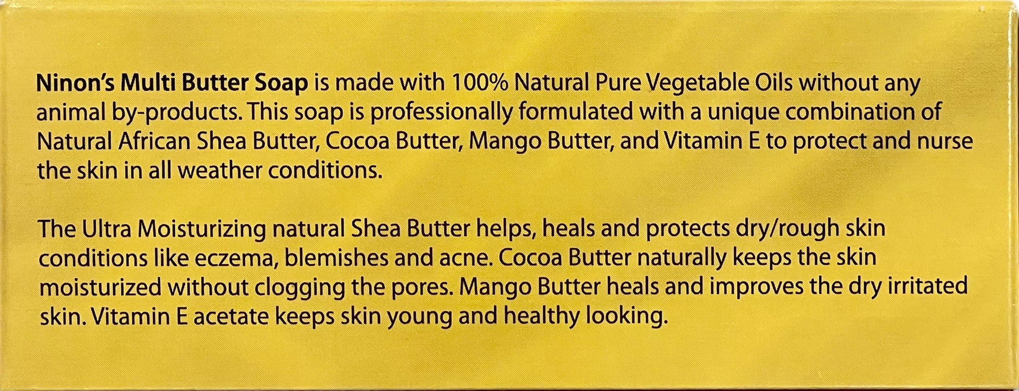 Multi Butter Soap with Shea Butter, Cocoa Butter, Mango Butter & Vitamin E - 5 oz bar by Ninon