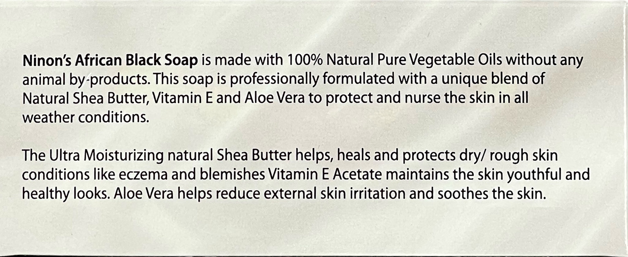 African Black Soap with Shea Butter, Aloe Vera & Vitamin E - 5 oz bar by Ninon