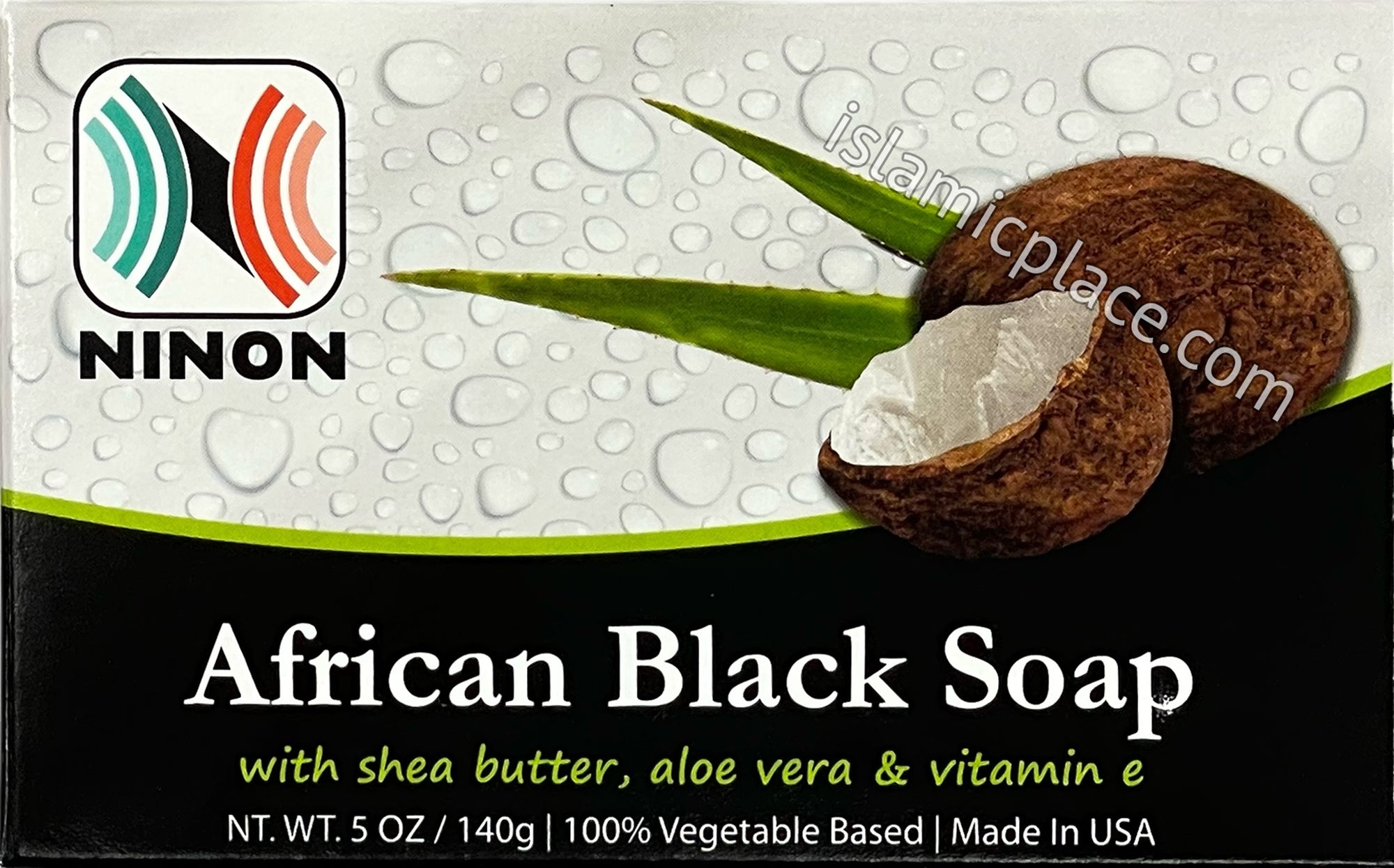 African Black Soap with Shea Butter, Aloe Vera & Vitamin E - 5 oz bar by Ninon