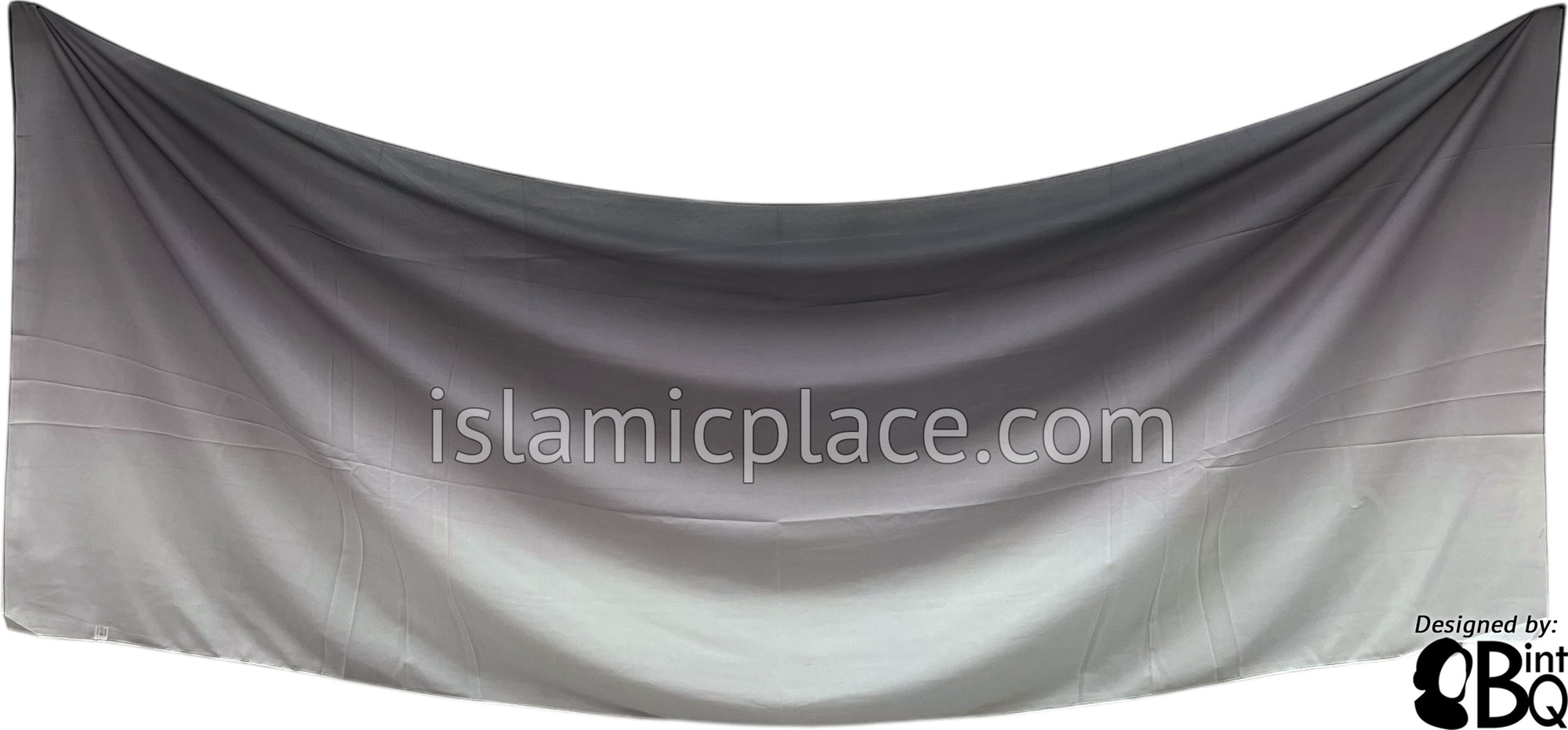 Graphite Gray and Silver Gray - G2 Ombre Dye Georgette Shayla Long Rectangle Hijab 28"x70"