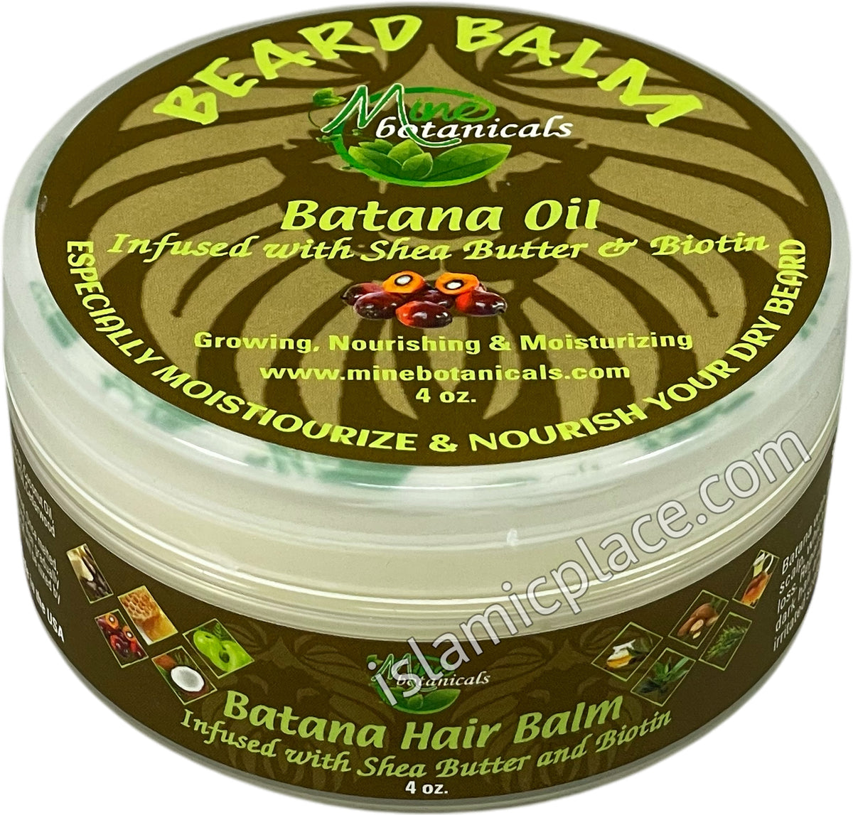 Batana Beard Balm - Infused with Shea Butter &amp; Biotin - 4 oz (Beard Butter or Hair Balm)