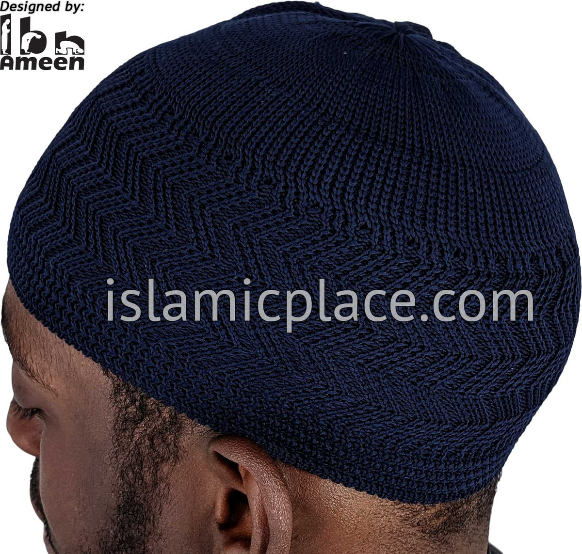 Solid Navy Blue - Elastic Knitted Ghani Designer Kufi