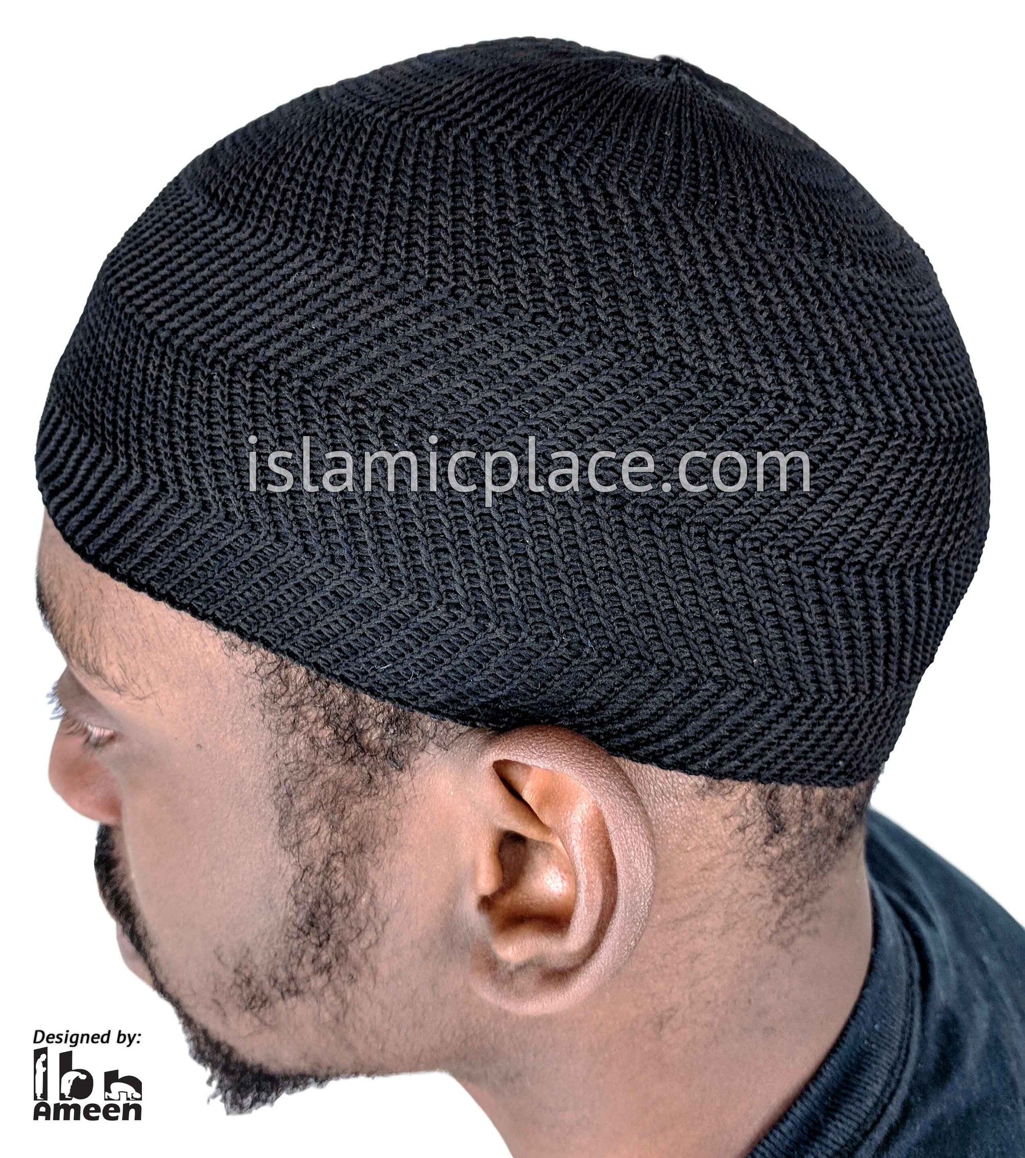 Black - Elastic Knitted Ishmael Designer Kufi