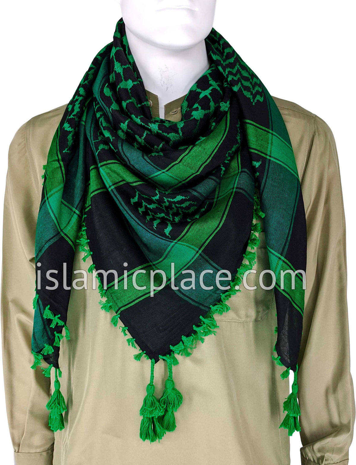 Black and Hunter Green - Traditional Style Men Scarf Kifaya