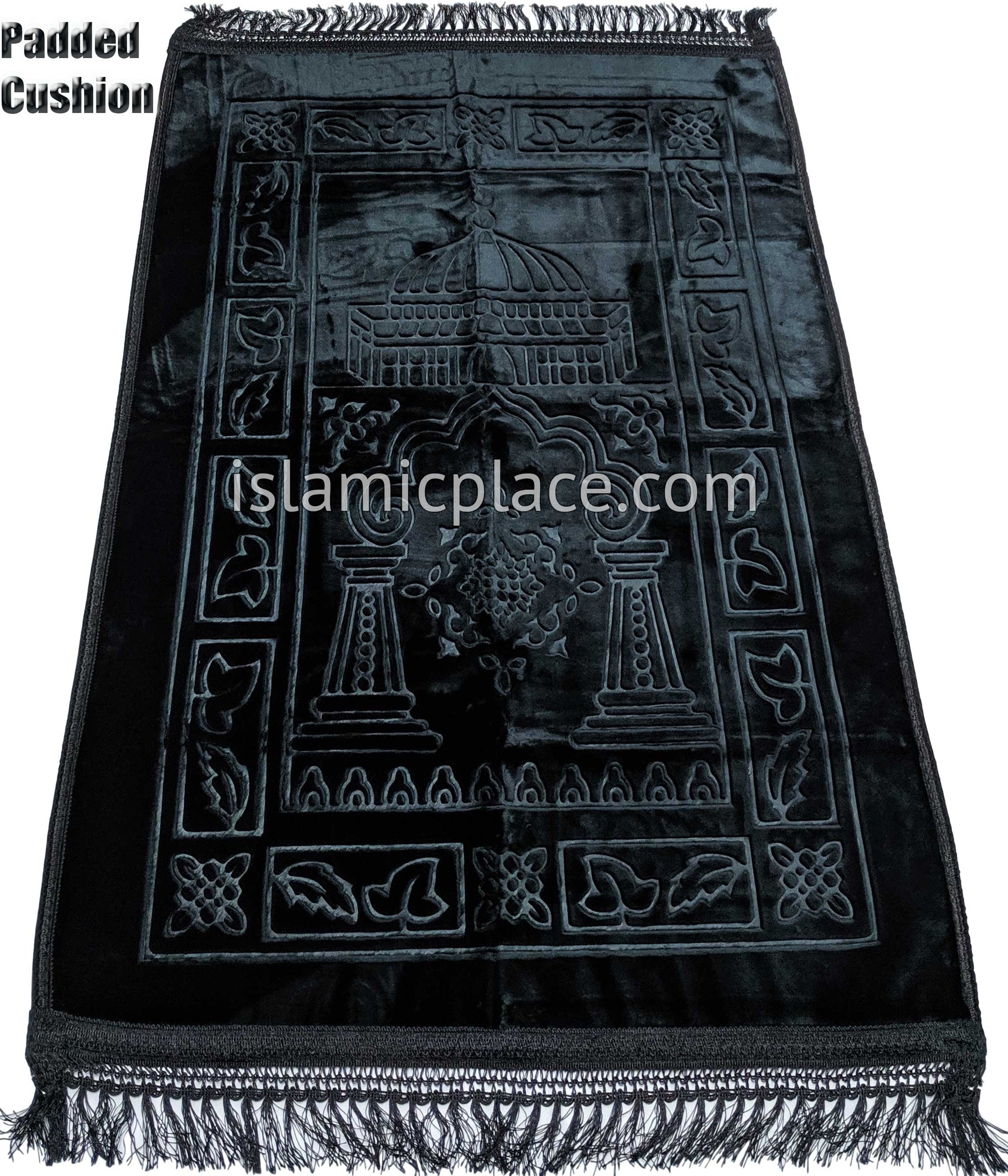 Black - Orthopedic Padded Foam Cushion Luxurious Prayer Rug