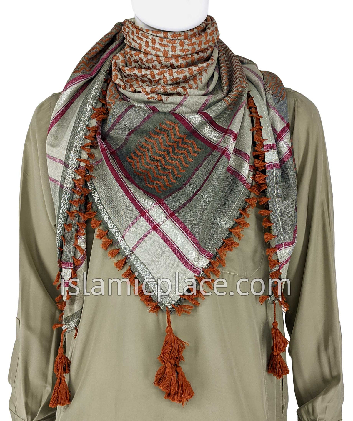 Camo Gray with Rust and Charcoal - Malik Collection Men Scarf Kifaya