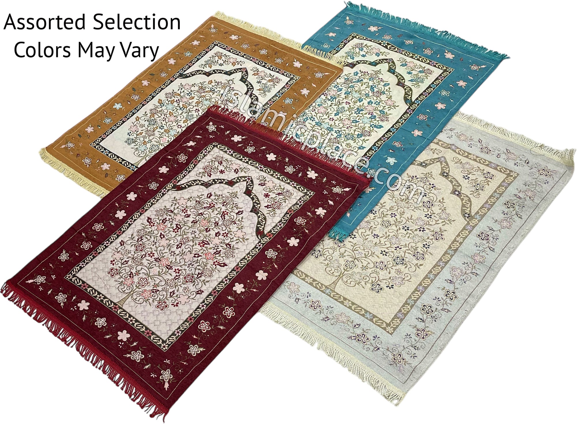 Lightweight Prayer Rug with Floral Mihrab Designs - Assorted Color Selection