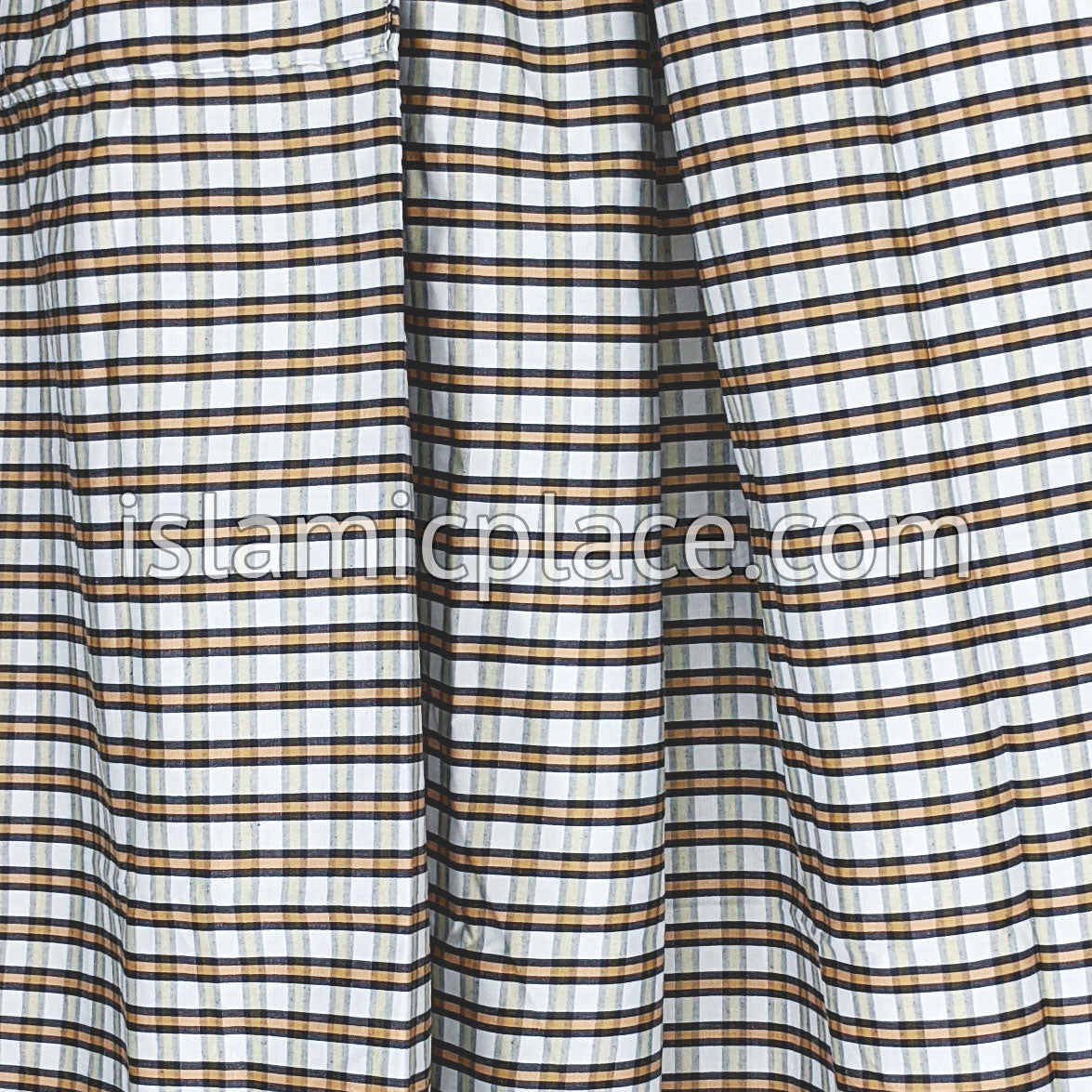 White, Black and Peach - Plaid Design Men Lungi Izar