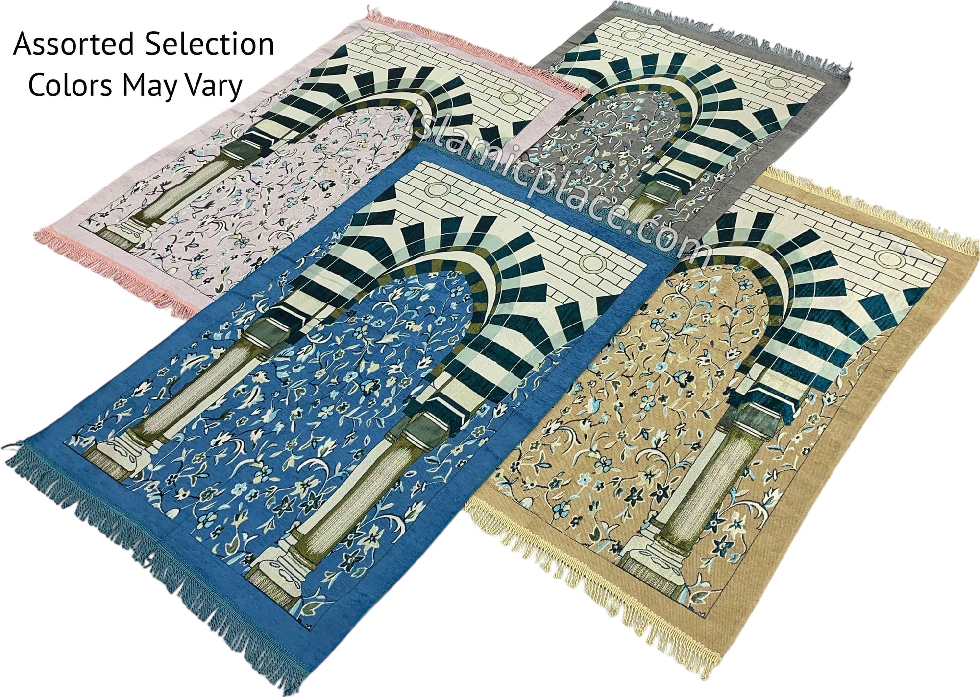 Lightweight Prayer Rug with Madina Mihrab Designs - Assorted Color Selection