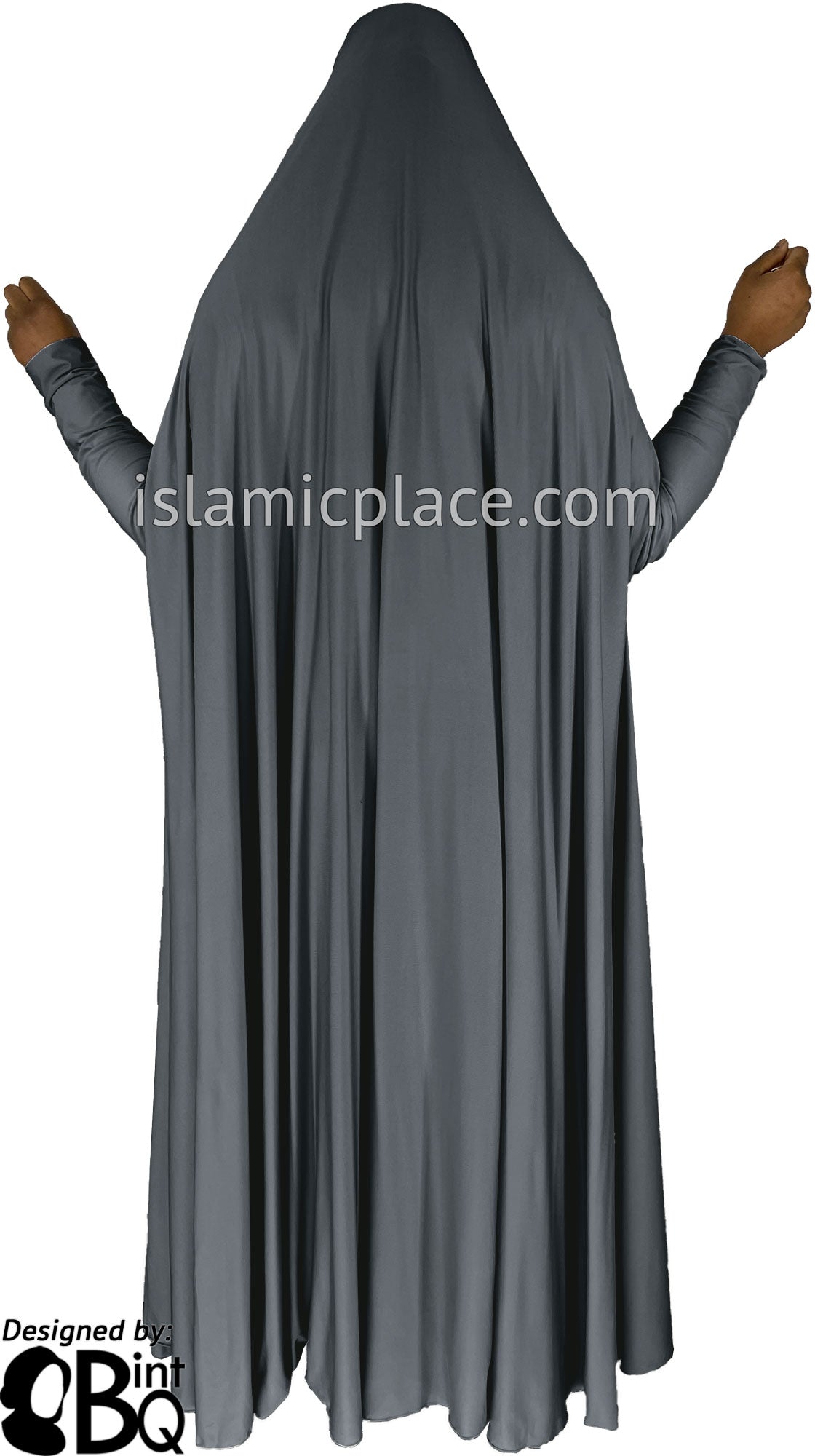 Charcoal Gray - Plain Overhead Abaya with Cuffs