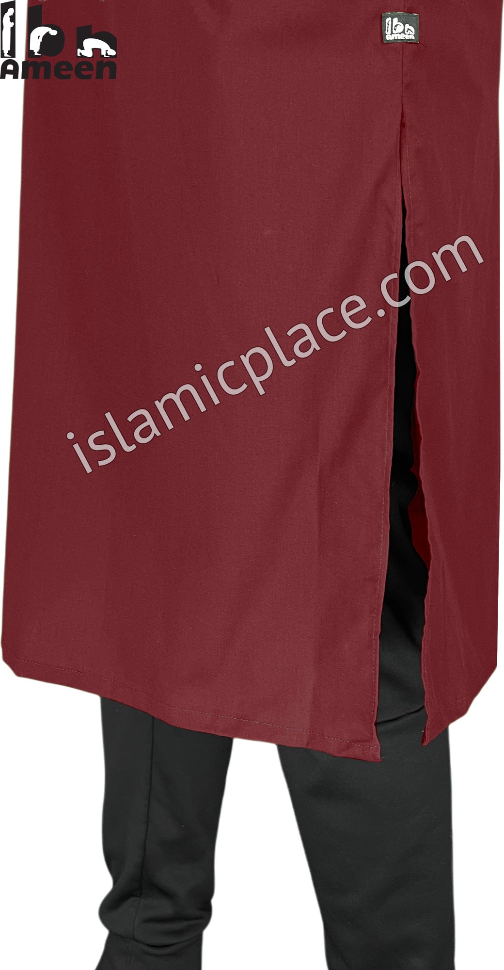 Burgundy - Men Saudi Ad-Daffah Plain Kameez by Ibn Ameen