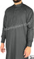 Charcoal Gray - Men Saudi Ad-Daffah Plain Kameez by Ibn Ameen