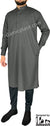 Charcoal Gray - Men Saudi Ad-Daffah Plain Kameez by Ibn Ameen