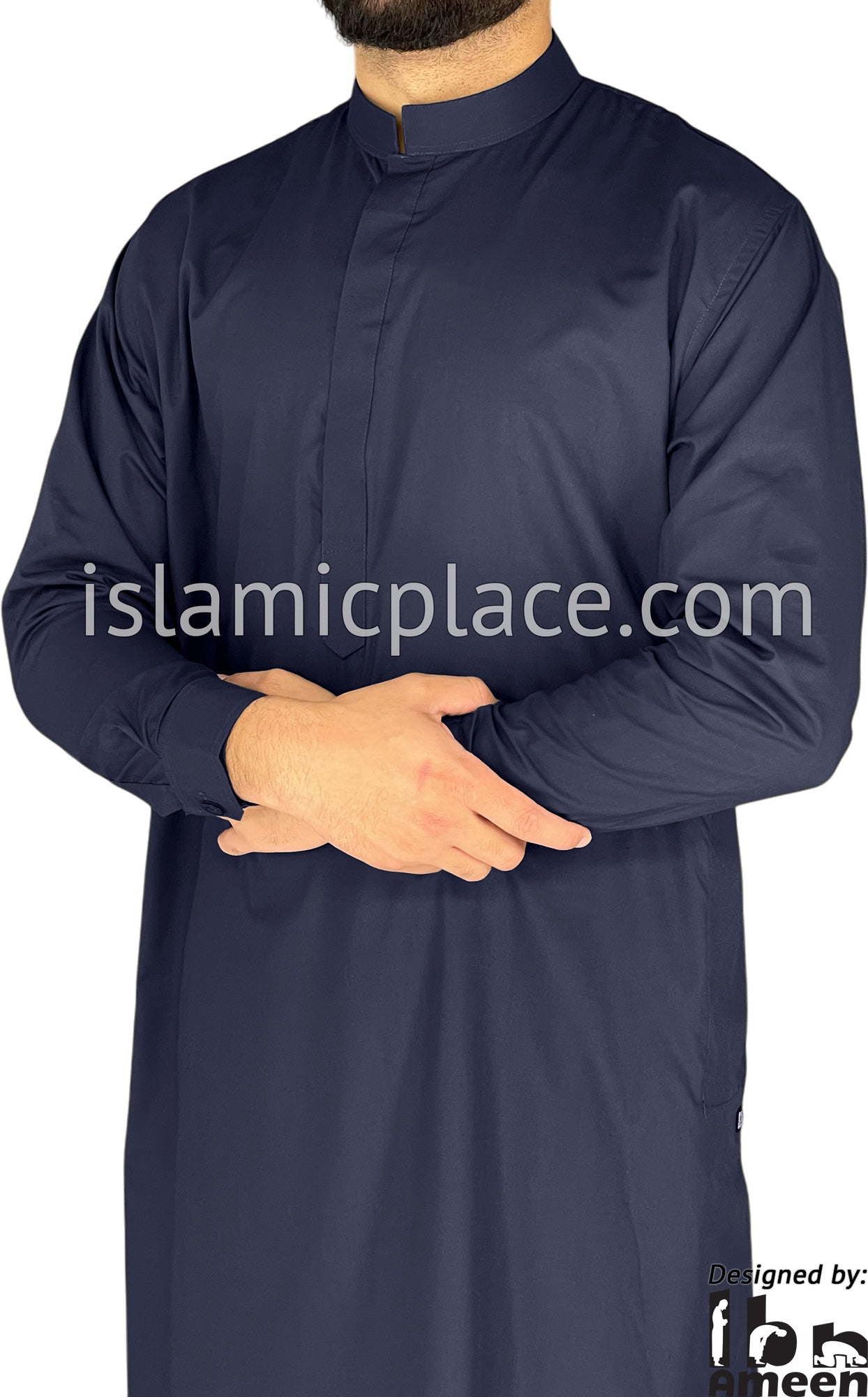 Navy Blue - Men Saudi Ad-Daffah Plain Kameez by Ibn Ameen